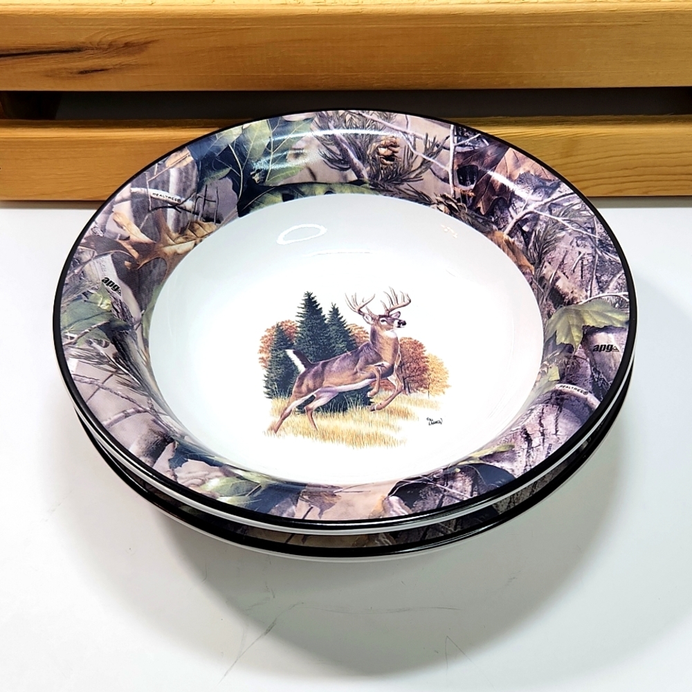 Whitetail Buck Deer Soup Bowls by Al Agnew RealTree, Set of 2
